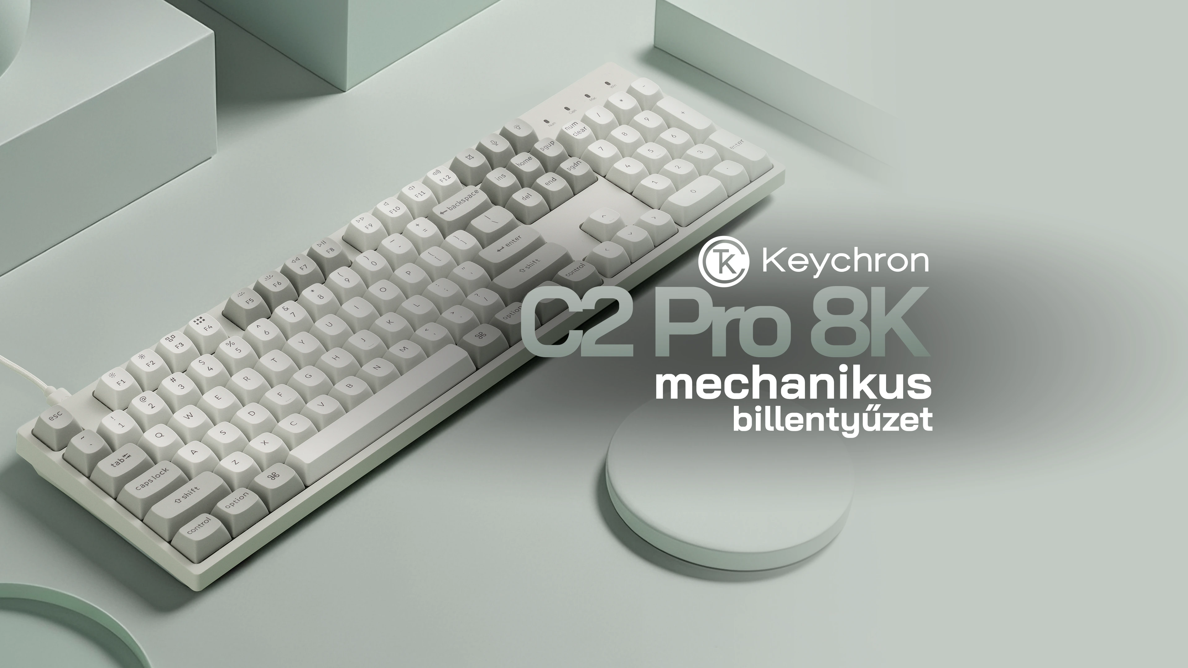 Keychron C2 Pro 8K mechanikus billentyűzet magyar kiosztással